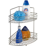 Milano Corner Rack with 2 Shelves, Metal, Silver, 22 x 31,5 x 37 cm