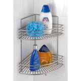 Milano Corner Rack with 2 Shelves, Metal, Silver, 22 x 31,5 x 37 cm