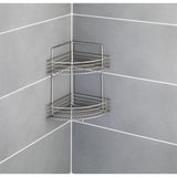 Milano Corner Rack with 2 Shelves, Metal, Silver, 22 x 31,5 x 37 cm