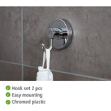 Vacuum-Loc Hook - Set of 2, Plastic, 2.4 x 2.6 x 2 inch, Chrome