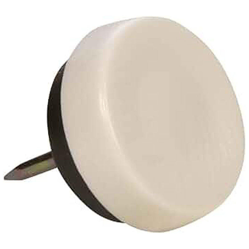 4Pc Heavy-Duty Plastic Nail-On Glider Round Wht 7/8" -White