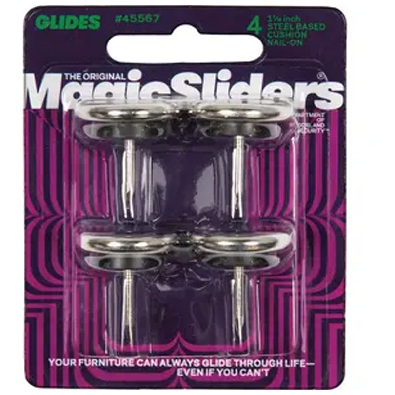 Magic Sliders Round Nail-On Furniture Glides - Silver