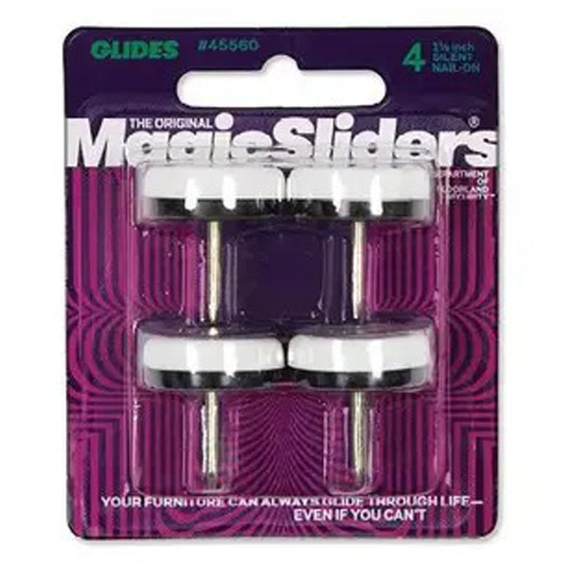 4Pc Silent Nail-On Chair Glider White 1-1/8"-Magic Sliders