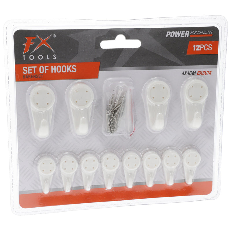 12Pc Wall Hookset - White