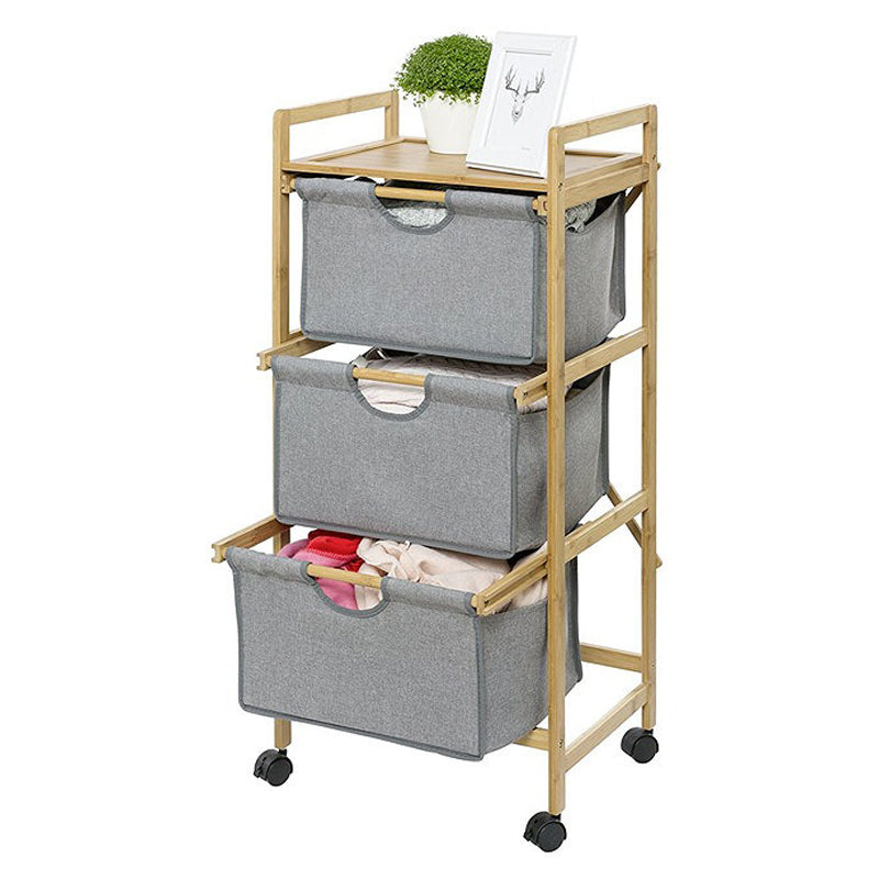 Wenko Laundry Trolley With 3 Drawers Bahari, Bamboo - Brown