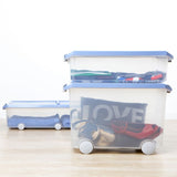 Storage box with lid & wheels - Blue
