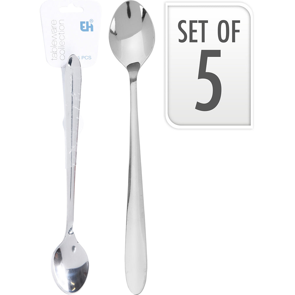 Spoon Long Set Of 5Pcs-Silver