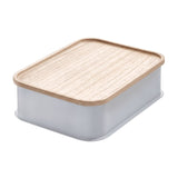 Idesign Medium Bin & Wood Lid 8.4X16.9X3-Grey
