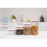 حاوية تخزين مطبخ سعة 2 لتر - شفاف & أحمر