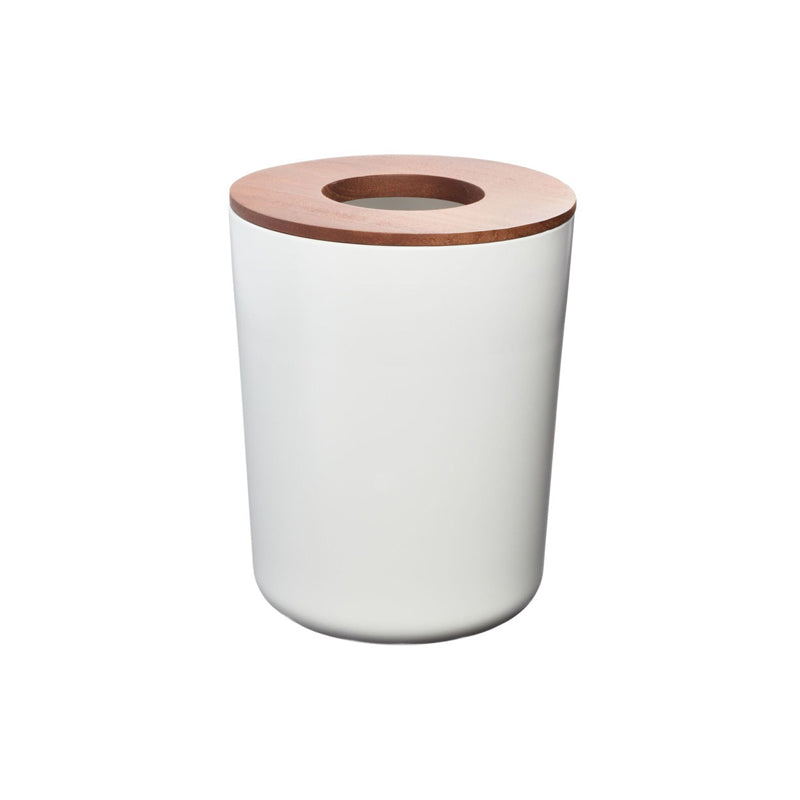 Idesign Eco Vanity Steel Waste Basket W/Lid Coconut -White /Gold