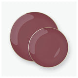 Luxe Party 10Pieces 10.25" Dinner Round Plates-Cranberry Red & Gold