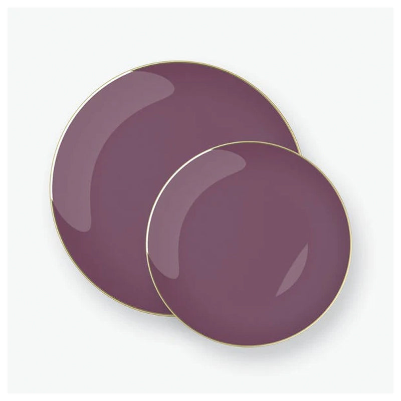 Luxe Party 10Pieces 10.25" Dinner Round Plates-Purple & Gold