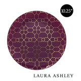 10Pc 10.25" Patterned Dinner Round Plates-Gold & Purpl