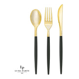 Luxe Party Combo Cutlery Pack 32Pc 16/8/8 - Green-Gold
