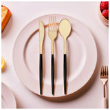 32 Pieces Chic Gold Glitter And Gold Combo Cutlery Pack-Gold-Black