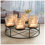 Home Styling Tealight Holder Round 25Cm-Black
