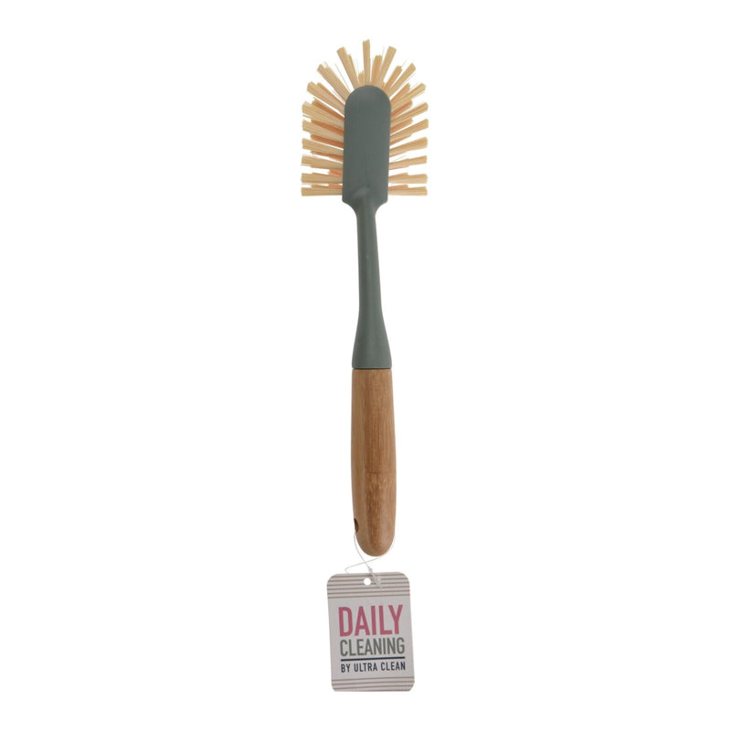 Dishwash Brush PP with Bamboo Handle - Grey