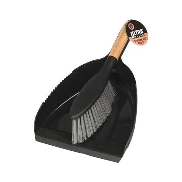 Ultra Clean Dustpan And Brush Set-Black