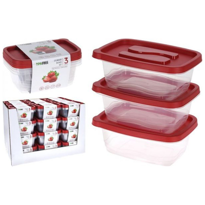 3Pcs Storage Boxes Set 1130Ml-Clear