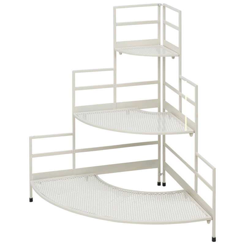 Plant Rack 3 Tier Corner Shape-White