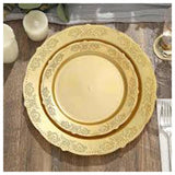 10Pc 8.5" Scalloped Wht Salad/Dessert Plates With Silver Tri - Gold