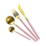 32Pc Combo Cutlery Pack-Mauve & Gold