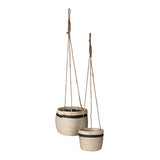 Jk Home Decoration 2Pc Basket& Straw Set - Beige
