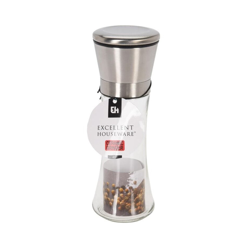 Koopman Pepper Mill Glass-Clear & Silver