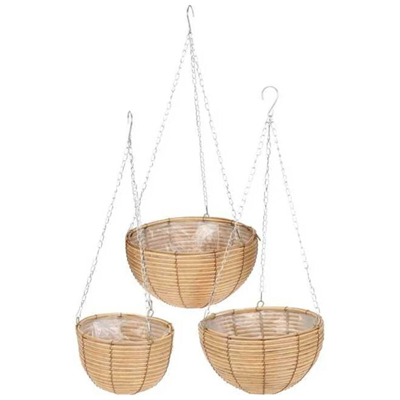 3Pcs Flowerpot With Hanger Set-Brown