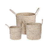 3 Pcs Round Basket Large - Beige