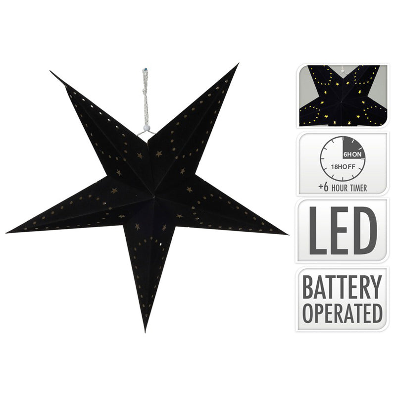 Star Paper With Led 60Cm Black