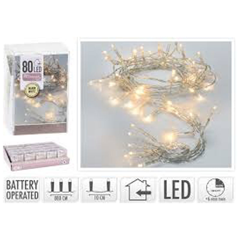 Battery Operated Led String Lights – Warm White With Timer-White