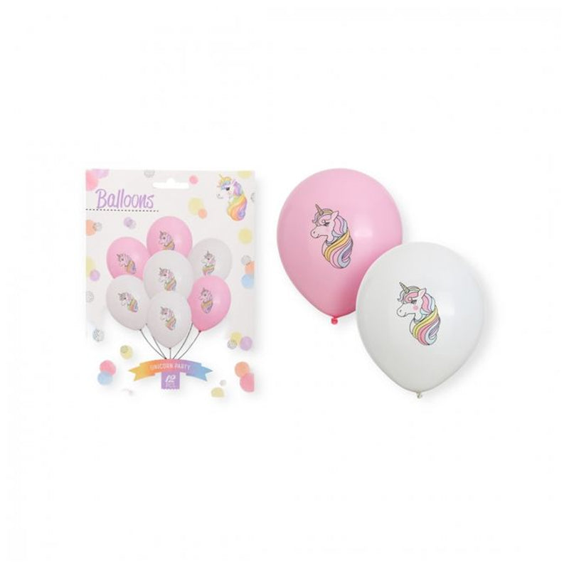 12Pcs Balloons Unicorn Design-Pink&White