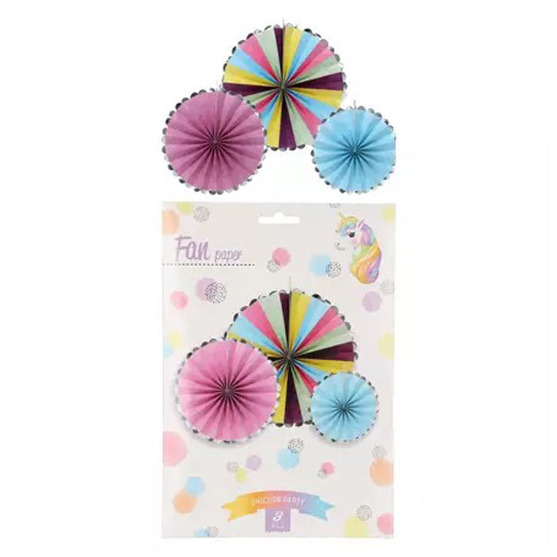 3Pc Fan Paper Set - Multicolor