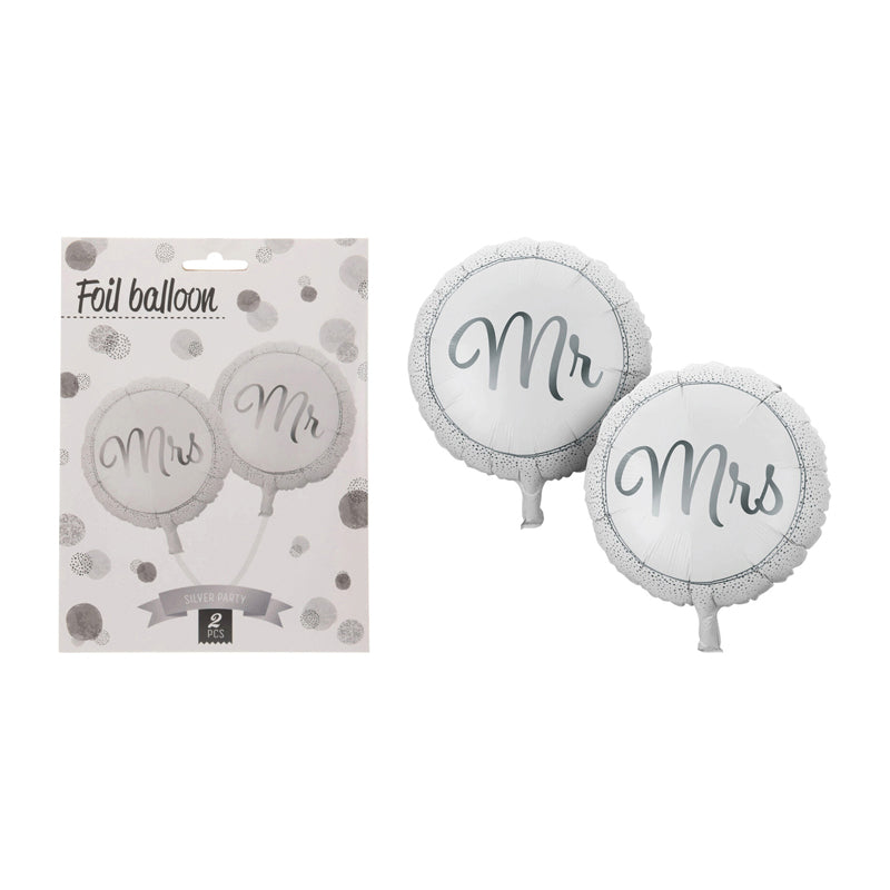 2Pc Balloons Mr And Mrs - Grey