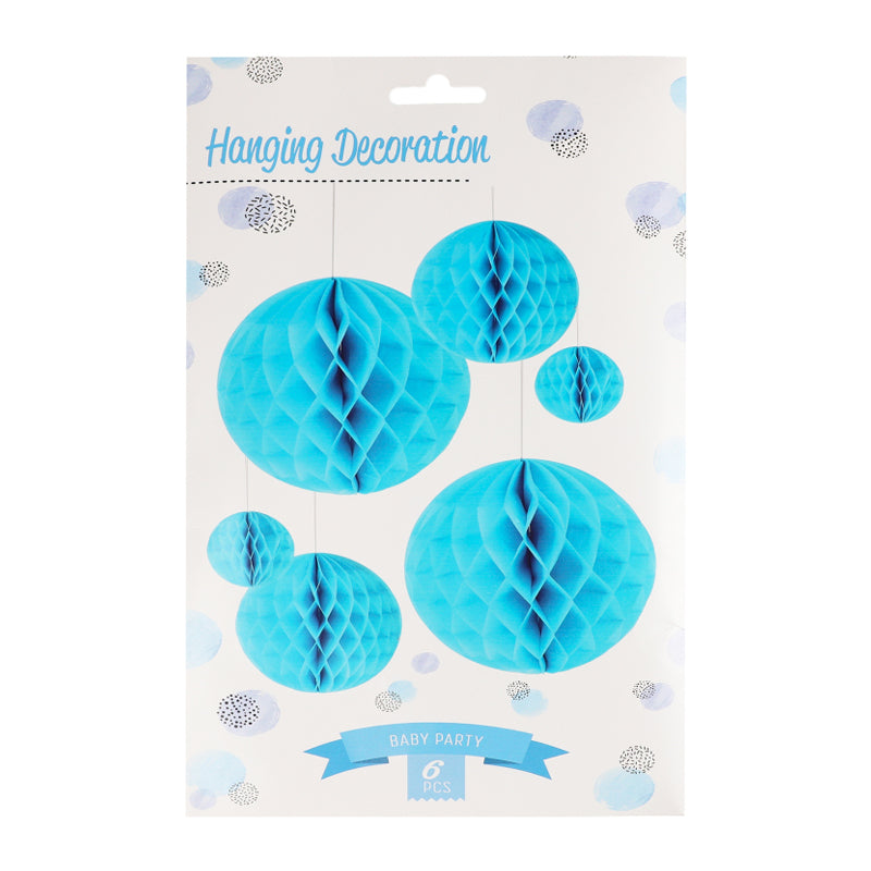 Honeycomb Paper Decoration Set – 6 Pieces - Blue