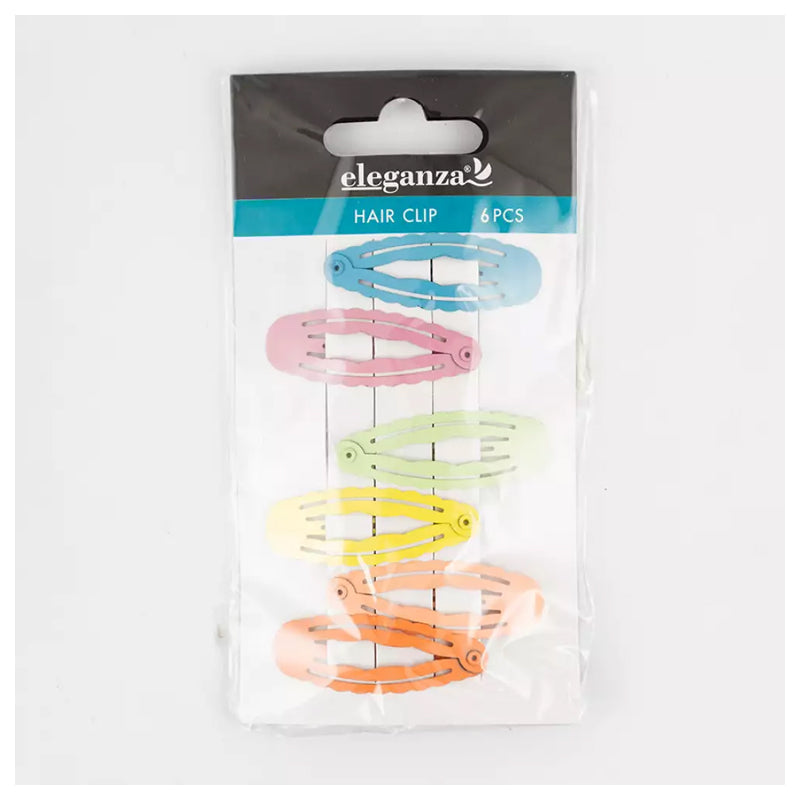 Eleganza Metal Hair Clip Set, 6 Pieces, 35 Mm - Multicolor