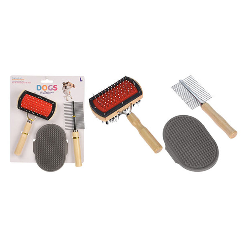 3 Pc Pet Brush Set-Multicolor
