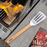 Grill spatula with wooden handle