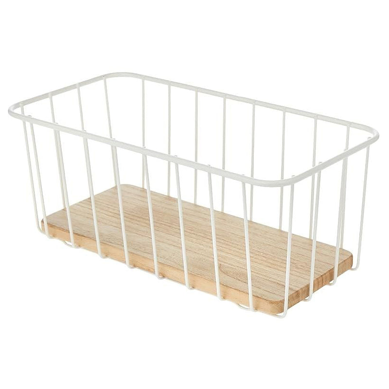 Interdesign Wire & Paulownia Wood Pantry Bin 14X6 - Beige & White