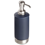 Interdesign York Collection Ceramic And Steel Soap Dish With Pump - Matte Navy Blue