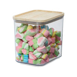 Rpet Canister With Wood Lid -Clear