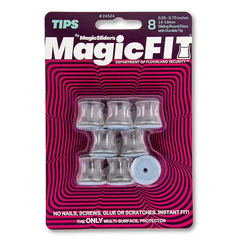 Magic Sliders 8Pc Magic Fit 0.55" - 0.70" Rnd Felt -Clear