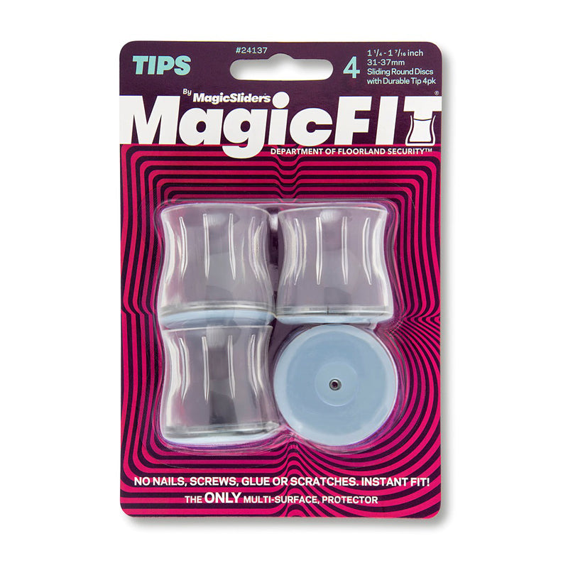 Magic Sliders 4Pc Magic Fit - 1 1/2" - 1 3/4 Rnd Slider - Clear