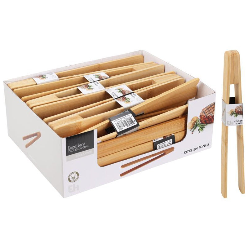 Excellent Houseware Bamboo Tong 31Cm- Beige