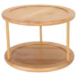Excellent Houseware 2-Tier Bamboo Rotating Serving Board Round 25 Centimeter-Beige