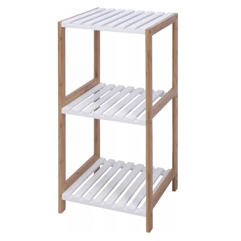 Excellent Houseware 3-Tier Bathroom Shelf Mdf Bamboo 33X34X79 Centimeter-White