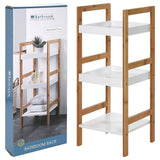 Excellent Houseware 3-Tier Bathroom Shelf Mdf Bamboo 30X30X72 Centimeter-White