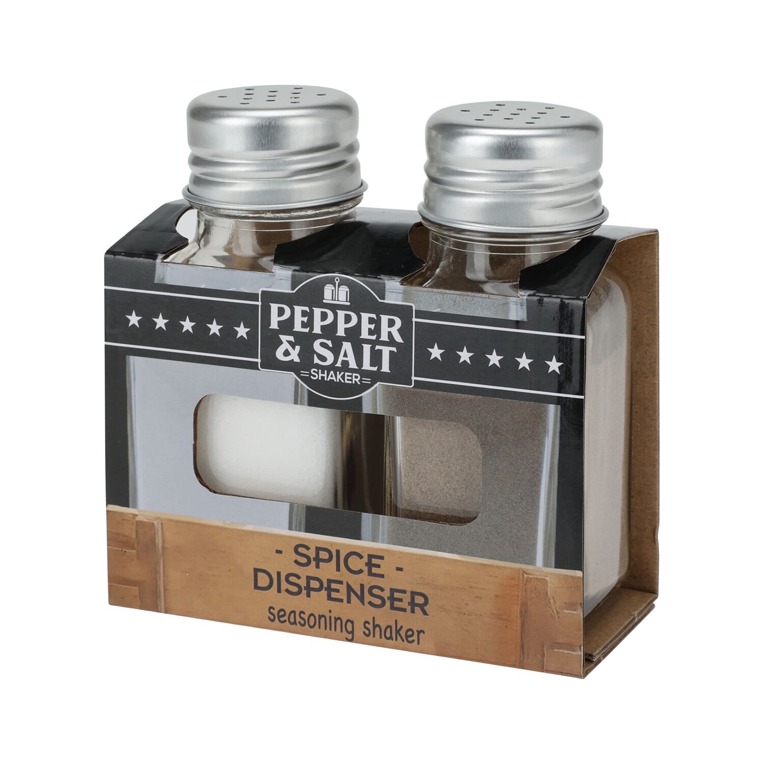Excellent Houseware 2-Piece Glass Salt & Pepper Shaker Set-Silver