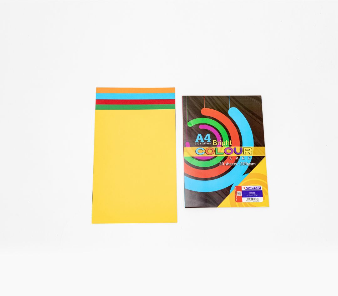 Power Line A4 200 Gsm Paper Cards (20 Sheets)-Multicolor